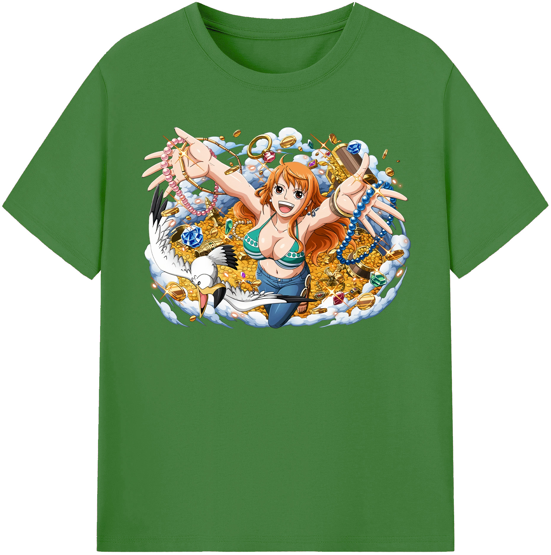 （画像用） ワンピース ナミ ONE PIECE Nami レディースカジュアルプリントTシャツ（綿100％）